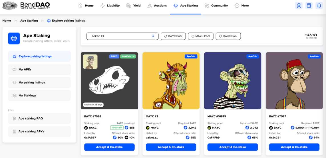 （https://www.benddao.xyz/en/apecoin-staking/explore-pairing-listings/?）