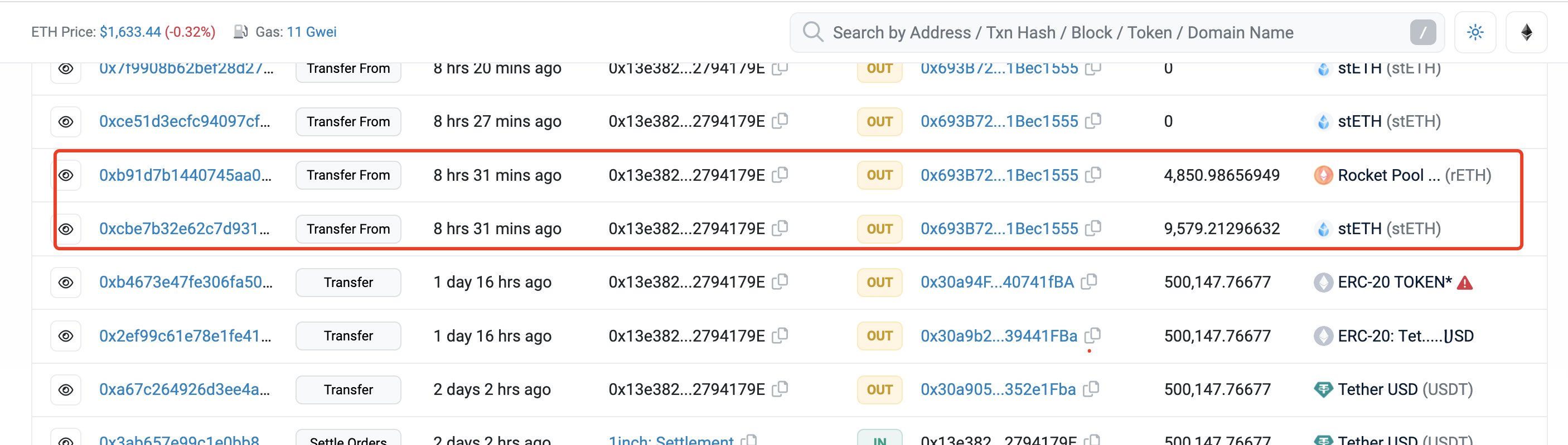 某巨鲸因钓鱼攻击损失价值2423万美元的stETH和rETH