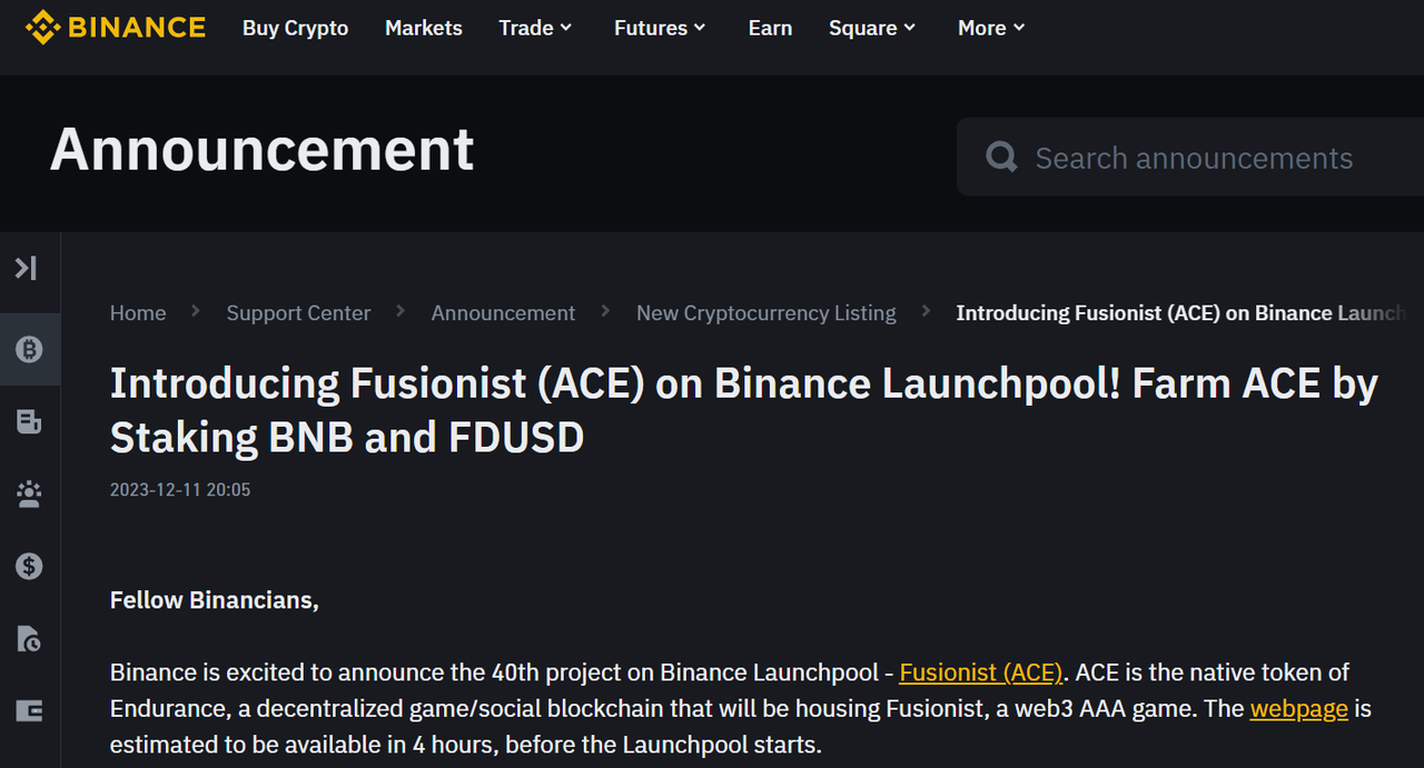 Fusionist将推出新游戏，其代币价格ACE随之大涨：买入时机已到？