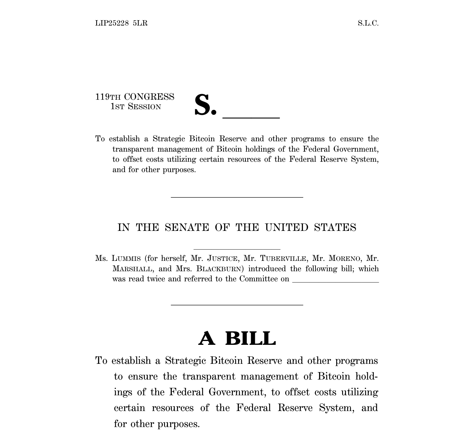 Lummis新版比特币法案解读:7473亿美元黄金来购买比特币