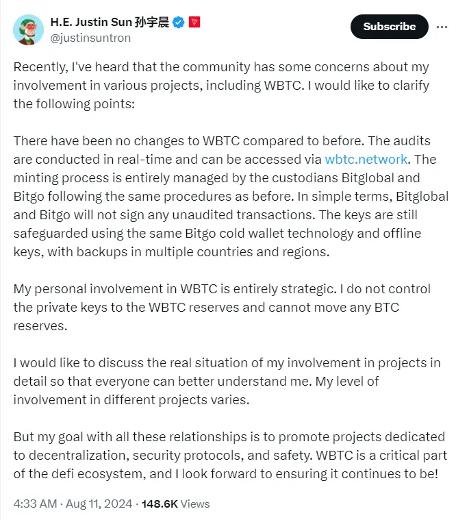 Justin Sun入局WBTC，为何触动了加密市场的“敏感神经”？